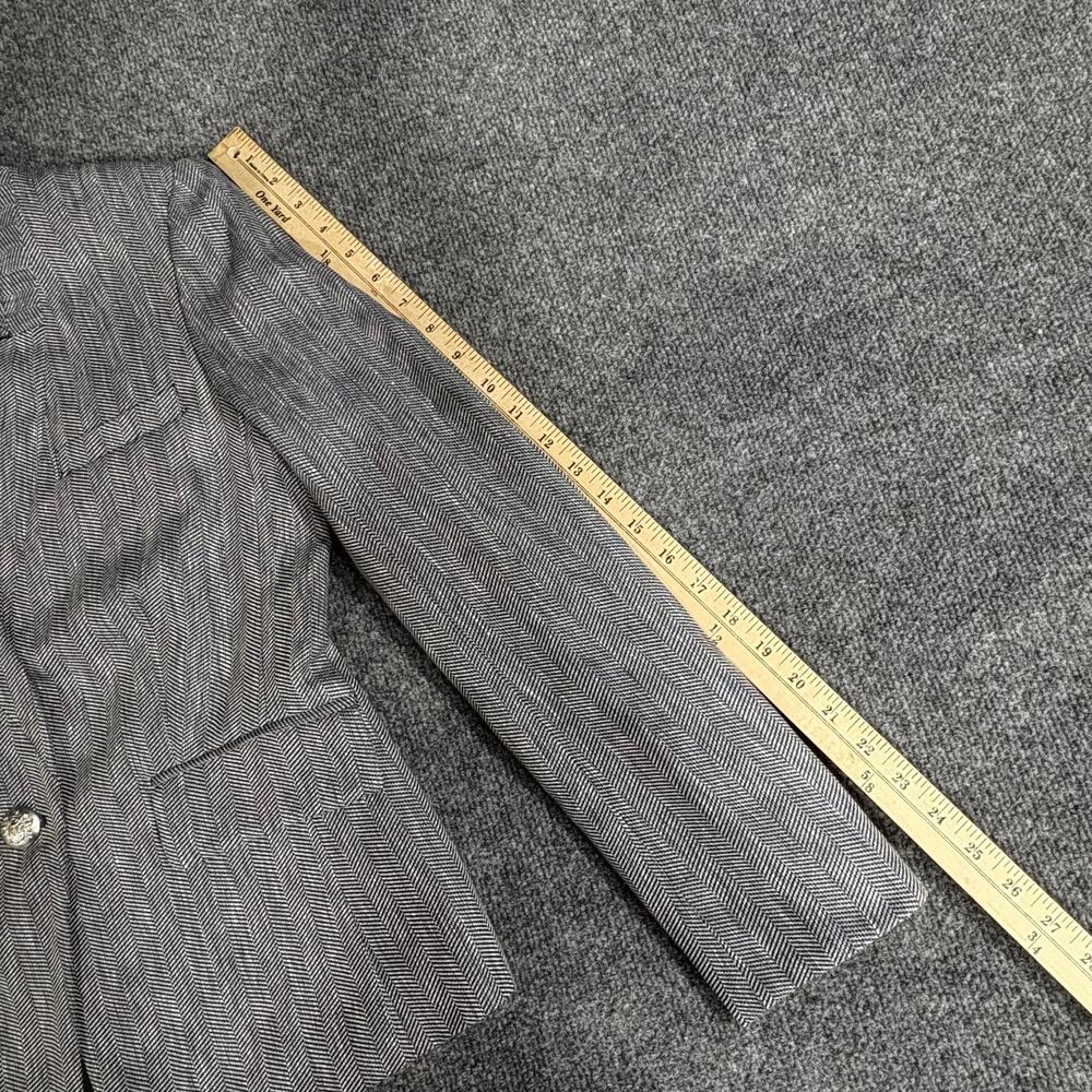Veronica Beard Blazer Womens 8 Blue Farley Dickey Jacket Herringbone Linen - Picture 15 of 16